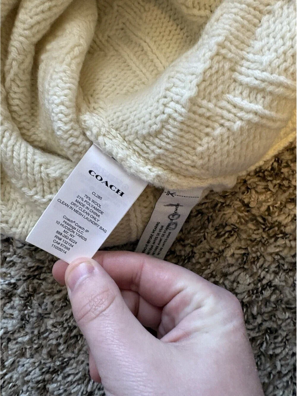 Coach Signature Rare Ivory Wool Blend Poncho Sweater Turtleneck Size XS/S $498